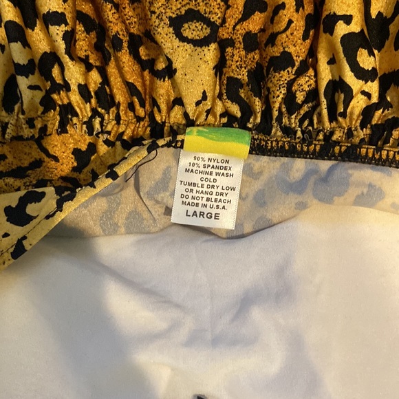 Kortni Jeane L old leopard sweetheart peplum tie neck swim top nwot - Picture 3 of 4